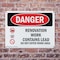 Signmission Renovation Work Contains Lead Do Not Enter Danger Sign, Plastic, 10in W x 7in L, 2PK OS-2PACK-DS-P-710-L-1753 - alternate 7
